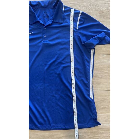 Nike Dri Fit Men’s Size XL Royal Blue Polo Short Sleeve T Shirt Logo 25 X 30 - Picture 8 of 10